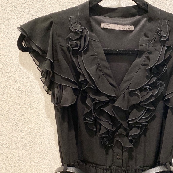 Vintage Zara Basic Collection V-Neck Ruffle Sleeves Dress - Picture 10 of 16